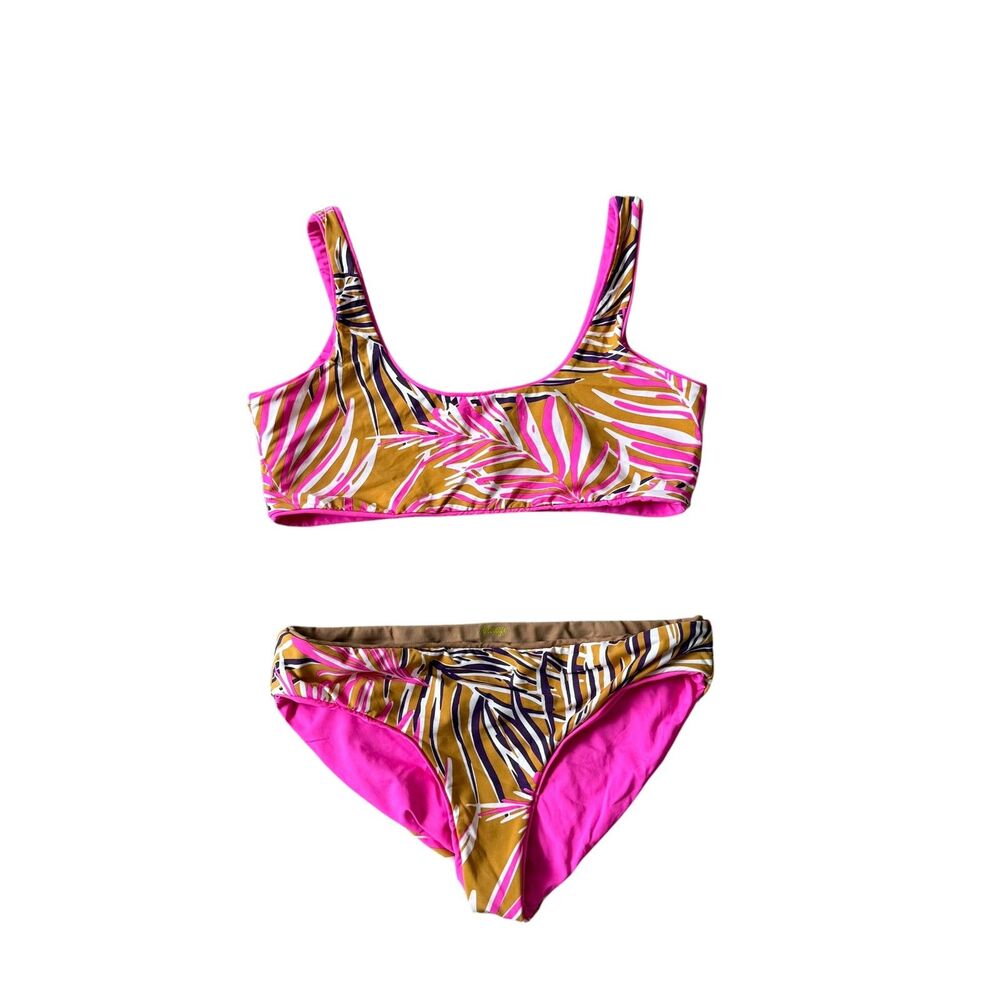 Maaji Reversible Bikini Size S Womens Brown Pink White EUC Swimwear Summer
